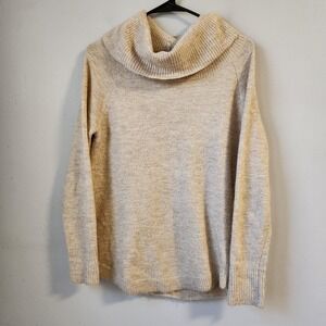 Pink Clover Women's XS Cowl Neck‎ Long Sleeve Knit Sweater Pullover Beige